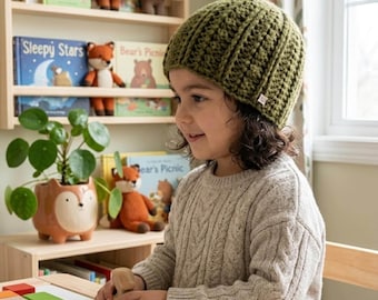 Crochet Textured Beanie Pattern PDF | Winter Hat Pattern | Easy Ribbed Family Beanies DIY