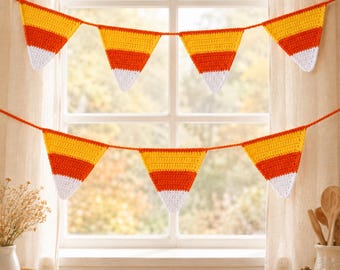 Candy Corn Garland Crochet Pattern | Fall Window Bunting PDF | Halloween Home Decor DIY