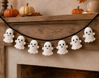 Crochet Ghost Garland Pattern | Halloween Bunting PDF | Spooky Fall Decor DIY