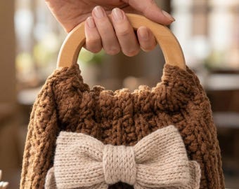 Crochet Bow Bag PDF Pattern, Chunky Cottagecore Purse Tutorial, Coquette Tote Handbag(Digital Download)