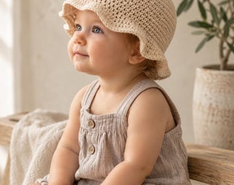 Baby Sunhat Crochet Pattern PDF | Ruffle Brim Bucket Hat | Cozy Summer Cap DIY