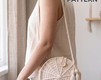 Crochet Round Bag Pattern PDF, Lunaria Crossbody Bag, Crochet Handbag Pattern(Digital Download)
