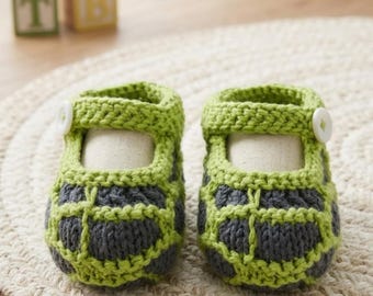 Crochet Baby Booties Pattern | Turtle Baby Shoes PDF | Animal Newborn Booties