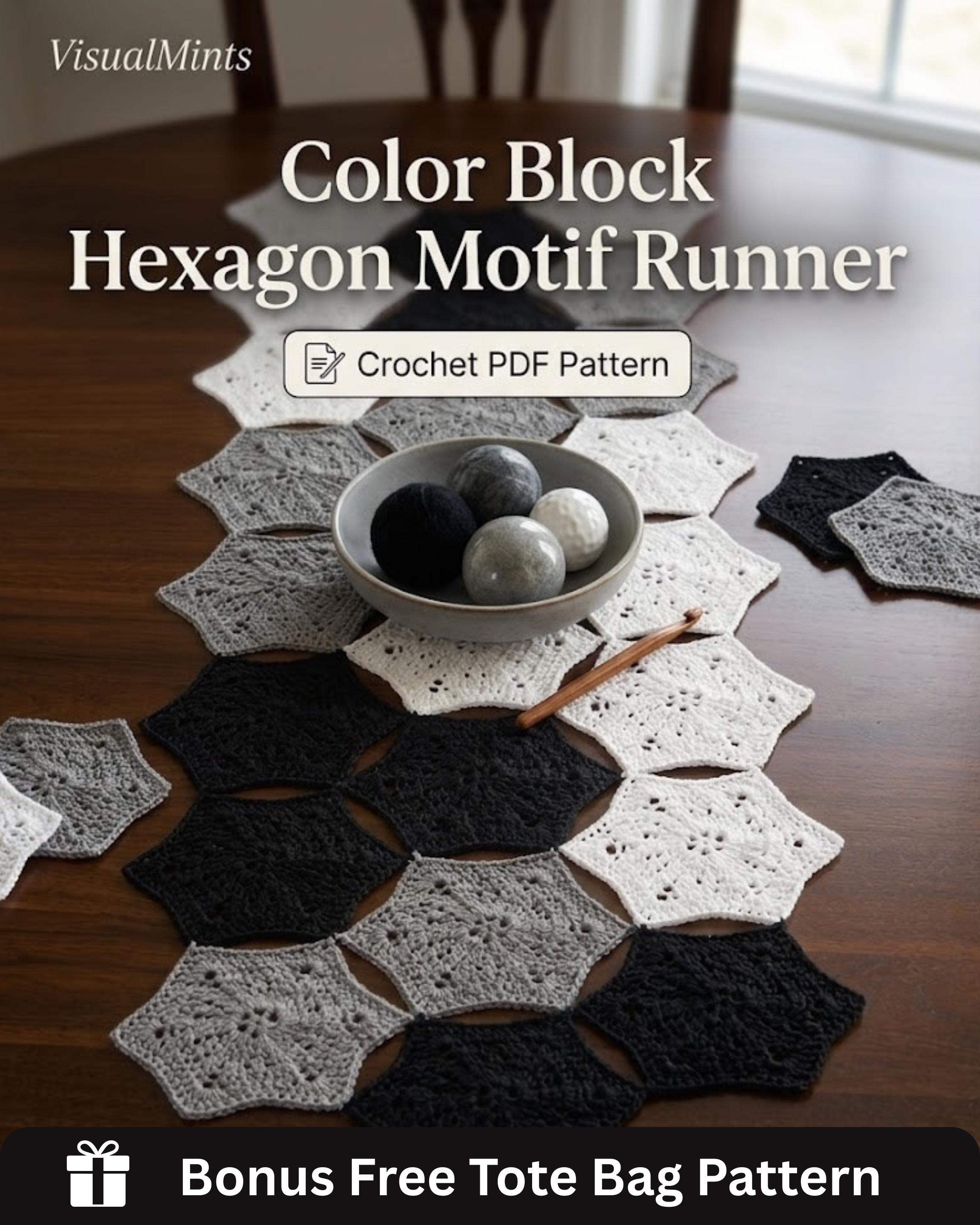 30 Beautiful and Stylish Monochrome Crochet Patterns 30 Monochrome Hexagon Table Runner Pattern