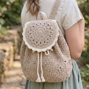 Granny Square Backpack PDF Pattern, Crochet Sunburst Boho Tutorial DIY (Digital Download)