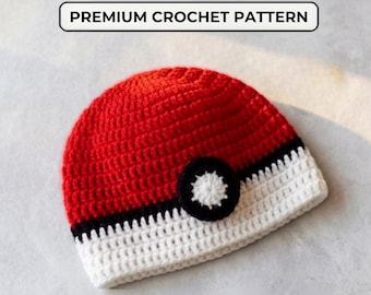 Crochet Boy Beanie Pattern PDF, Pokeball Hat DIY, Gamer Winter Beanie Pattern