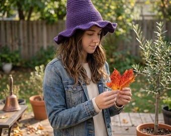 Crochet Witch Hat Pattern | Whimsical Wizard Hat PDF | Ruffled Halloween Hat DIY