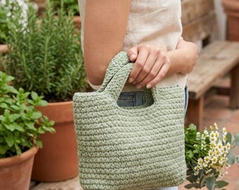 Crochet Basket Bag PDF Pattern, Minimalist Handbag DIY, Crochet Market Bag Pattern(Digital Download)