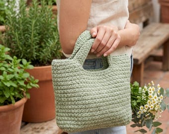 Crochet Tote Bag PDF Pattern, Minimalist Handbag Tutorial, Market Purse DIY(Digital Download)