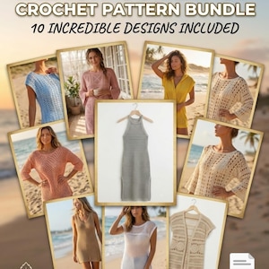 Crochet Cover Up Pattern Bundle, 10 Swim Tunic Designs PDF Download