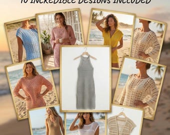 Crochet Cover Up Pattern Bundle, 10 Swim Tunic Designs PDF Download