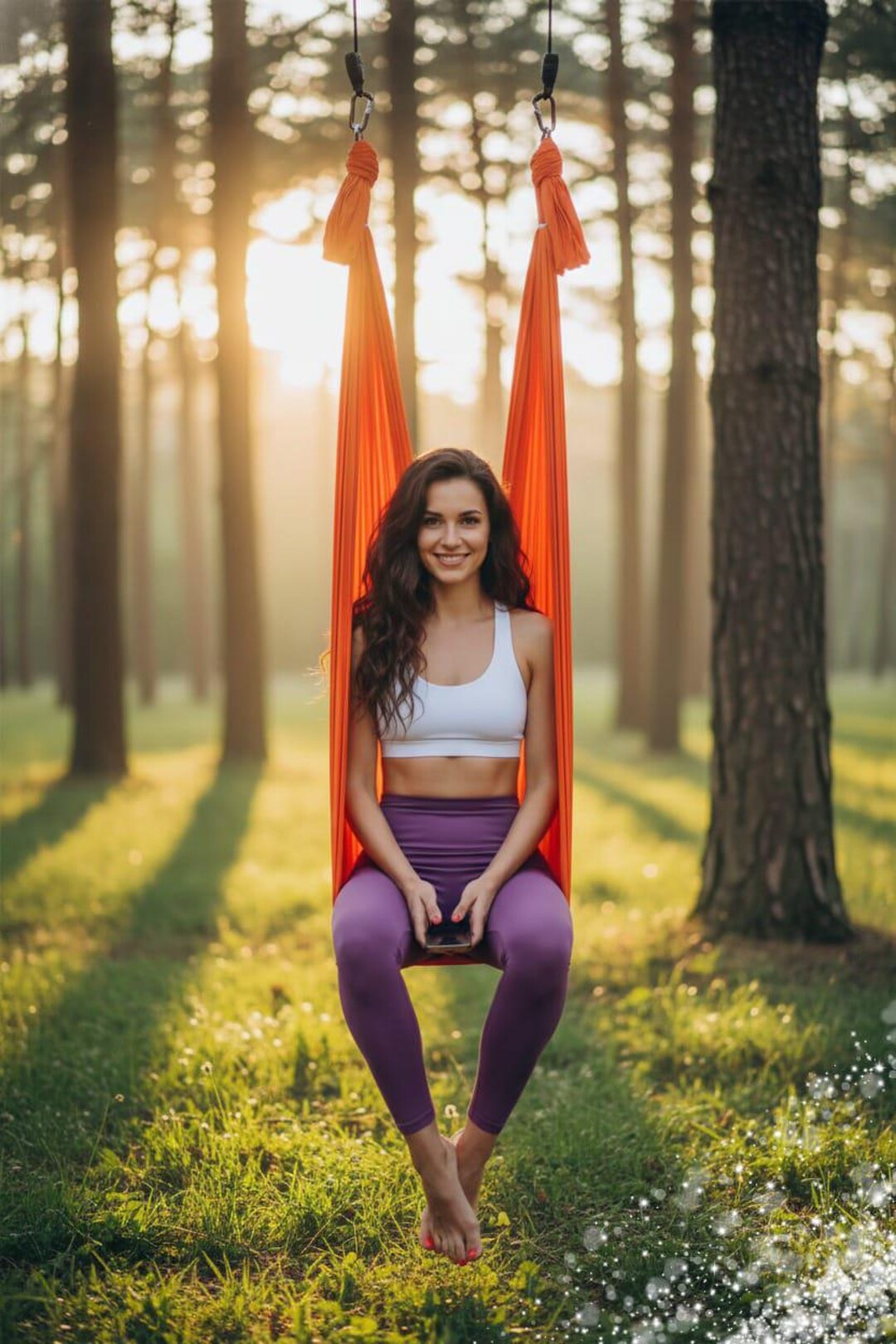 Hamac Aérien De Yoga En Soie - Swing Anti-gravité Pilates - Kit Mousquetons