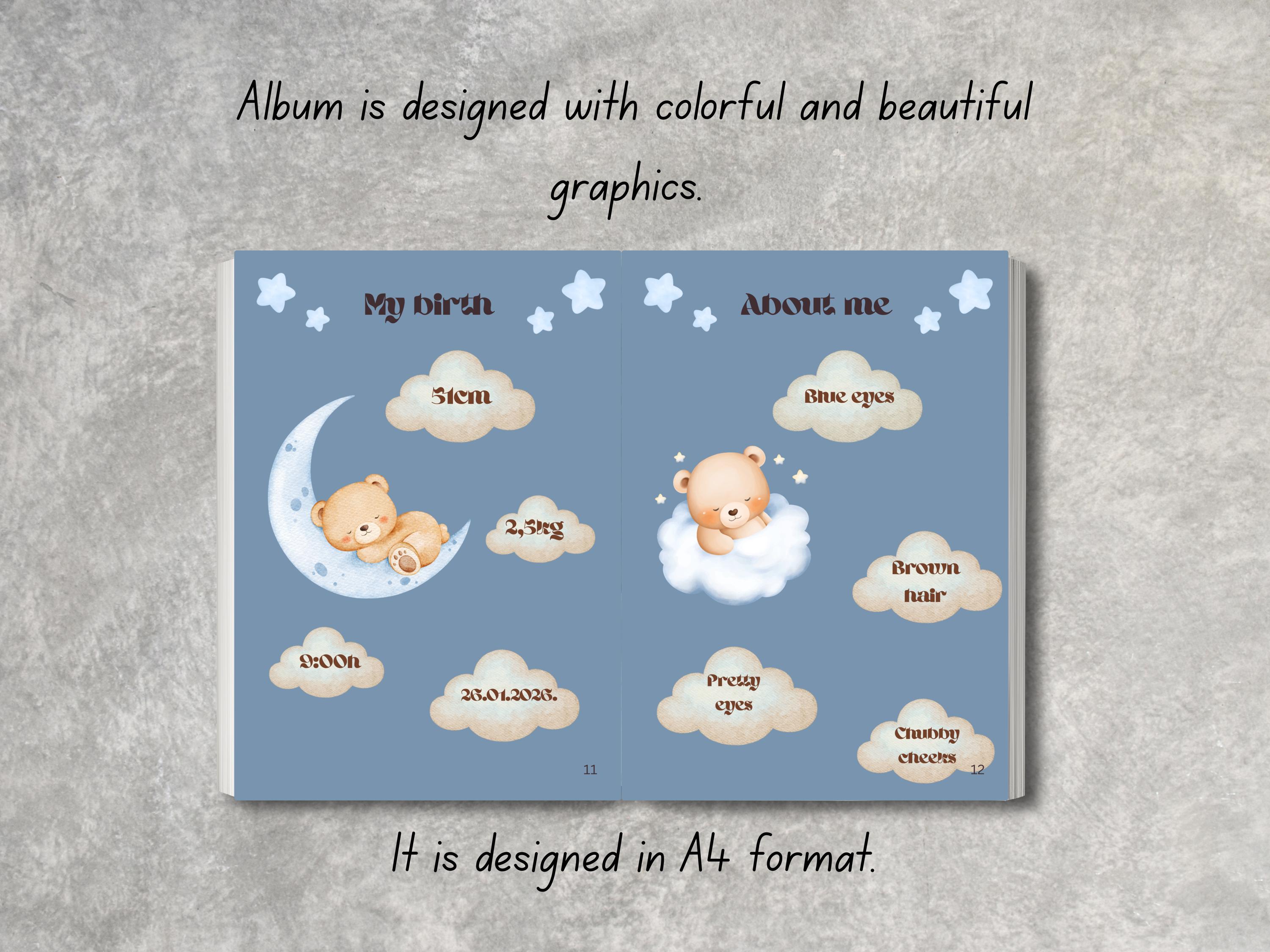 Editable Personalized First Year Baby Keepsake Digital Memory Scrapbook ...