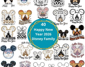 40 PNG Happy New Year 2026 | Disney Family & Couple Matching | Eve Party Outfits
