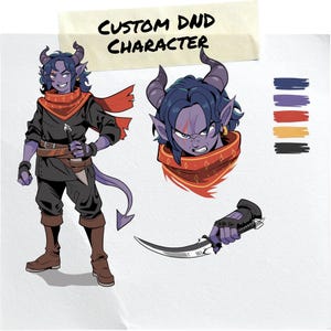 Encargo de arte de personajes de DnD personalizados, hoja de referencia de personaje personalizada, retrato de fantasía, ilustración de OC de Dungeons and Dragons
