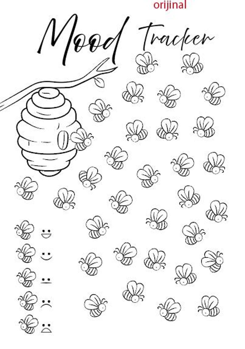 Bee Mood Tracker Printable | Mental Health Journal (A4, US Letter, A5 ...