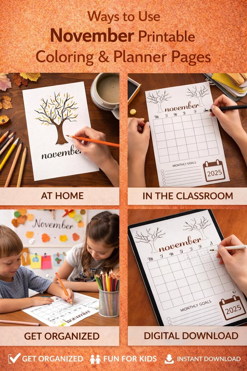 November Planner & Coloring Page | 2026 Monthly Calendar (digital ...