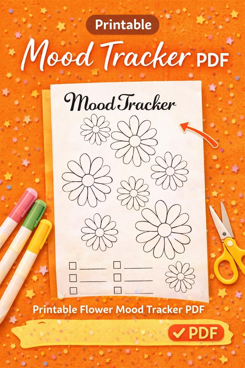 Flower Mood Tracker Printable | Daisy Mental Health Chart (digital ...