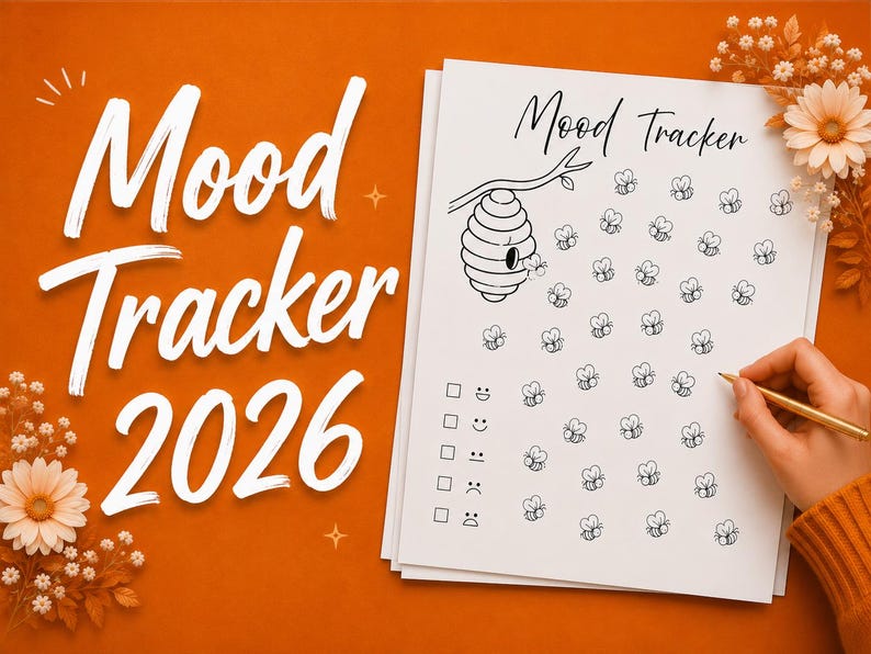 Bee Mood Tracker Printable | Mental Health Journal (A4, US Letter, A5 ...