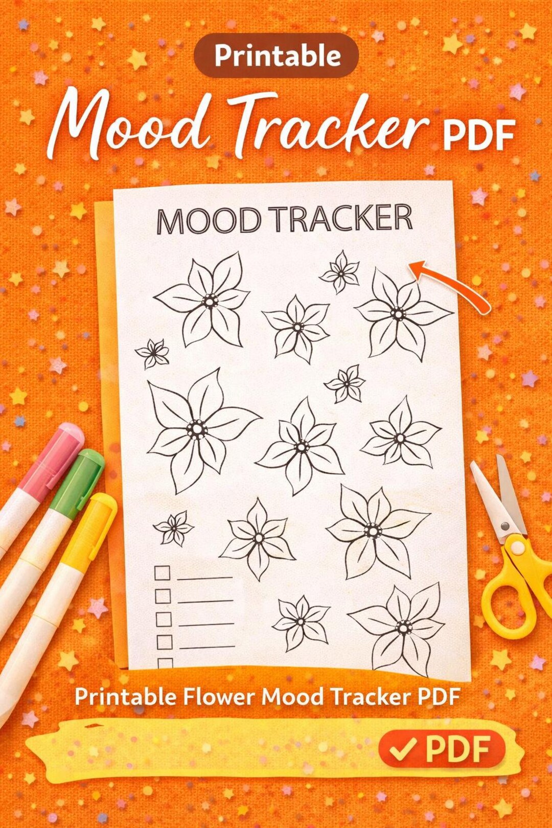 Flower Mood Tracker Printable PDF | Floral Monthly Mental Health Chart ...