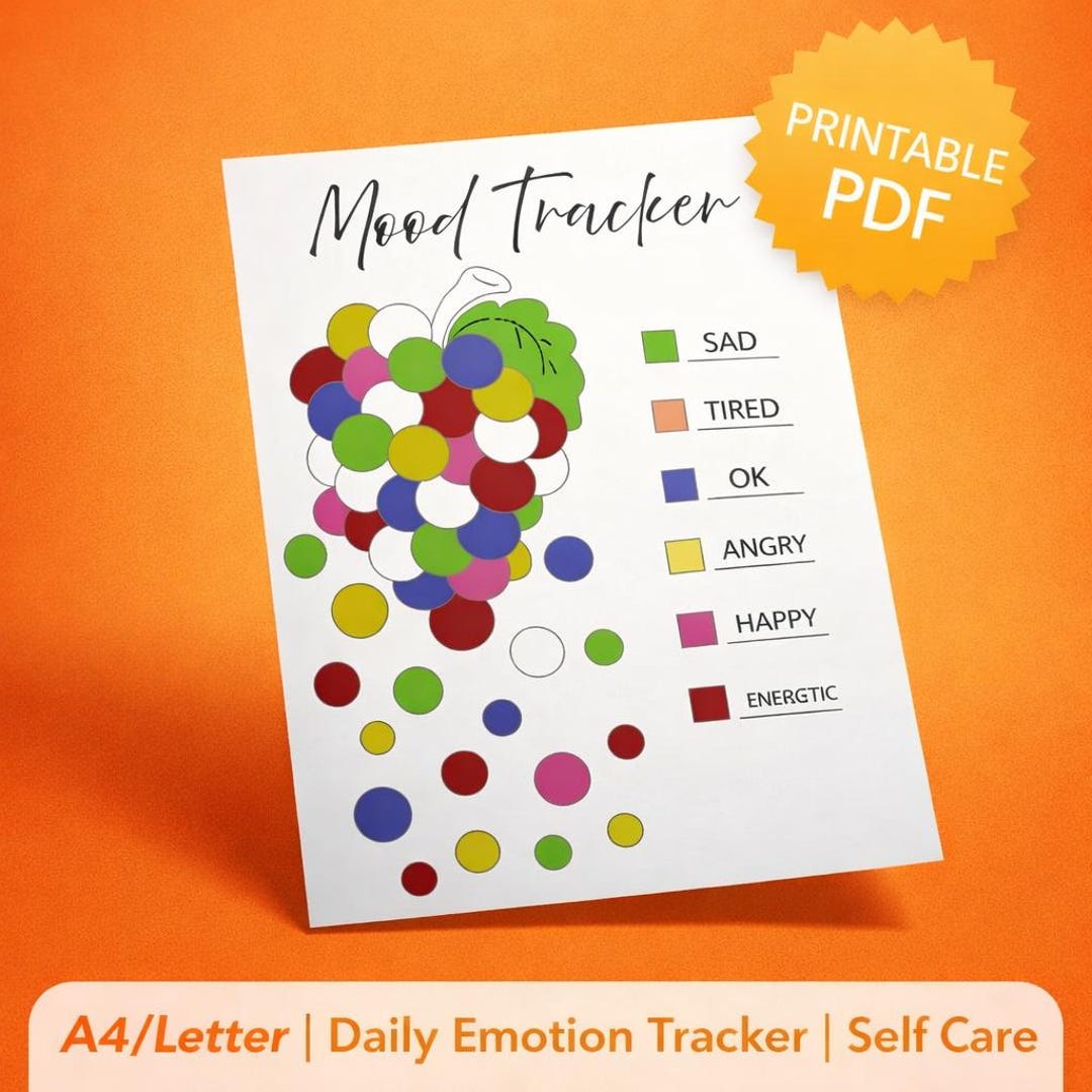 Coloring Mood Tracker Printable | Daily Emotion Log, Mental Health (a4 ...