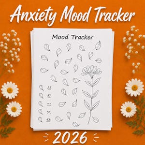 Registro de ansiedad y estado de ánimo 2026 (imprimible) / Diario de autocuidado para la salud mental / Goodnotes para iPad + PDF