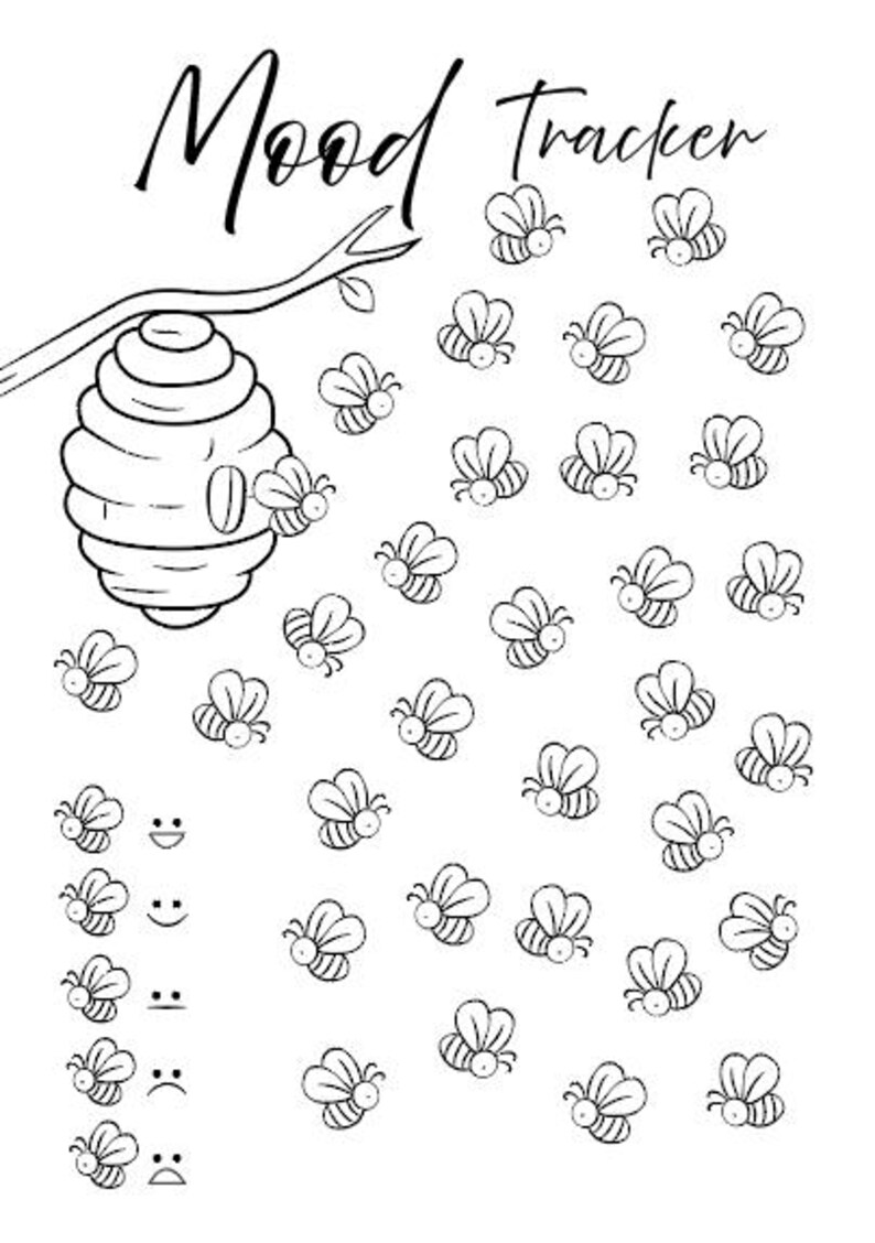 Bee Mood Tracker Printable | Mental Health Journal (A4, US Letter, A5 ...