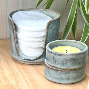 Handmade ceramic cotton pad holders | bathroom storage