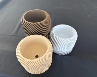 Ribbed Spiral Planter • Modern 3D Printed Plant Pot • Sculptural Indoor Planter • Minimal Home Decor