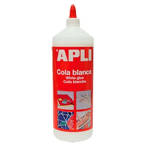 Apli Weißleim 1000 g, Holzleim, Schulkleber für Bastelarbeiten und Papier, DIY-Bastelbedarf, großes 1-kg-Glas