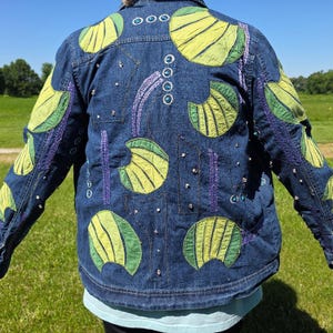 Denim Patchwork Jean Jacket Embellished With Real Quartz Stones