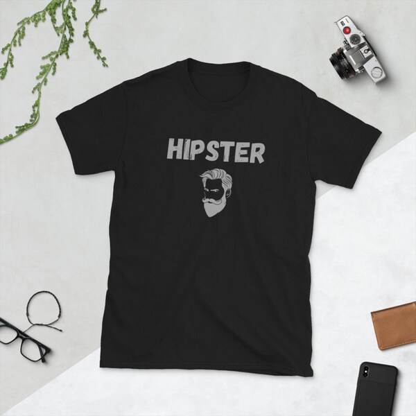 Hipster With Hipster Graphic Design Of Face And Beard Short-Sleeve Unisex T-Shirt