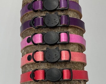 Genuine leather anti-strangulation cat collar with breakaway safety buckle