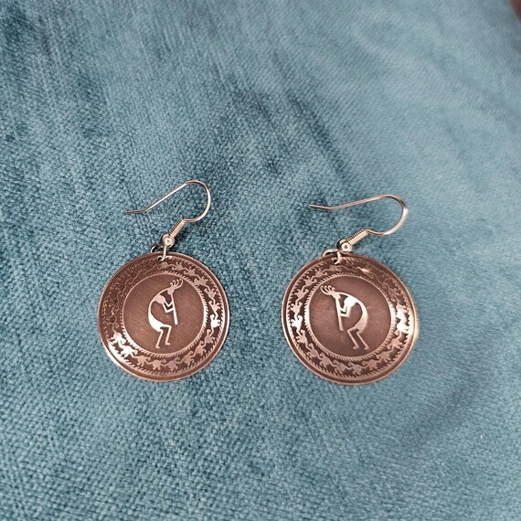 Native Inspired Silver Kokopelli Dangle Earrings … - image 3