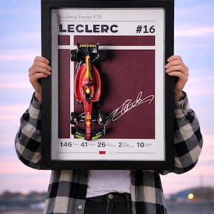 Cadre F1. Charles Leclerc, Ferrari, cadre 3D, art mural F1, f1-75, modèle réduit de voiture, cadre f1, cadeau homme des cavernes.