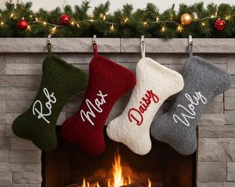 Hund Weihnachtsvorräte - Benutzerdefinierter Name gestrickter Haustier-Strumpf