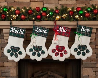 Haustier Weihnachtsvorräte - individueller Name Paw Stocking
