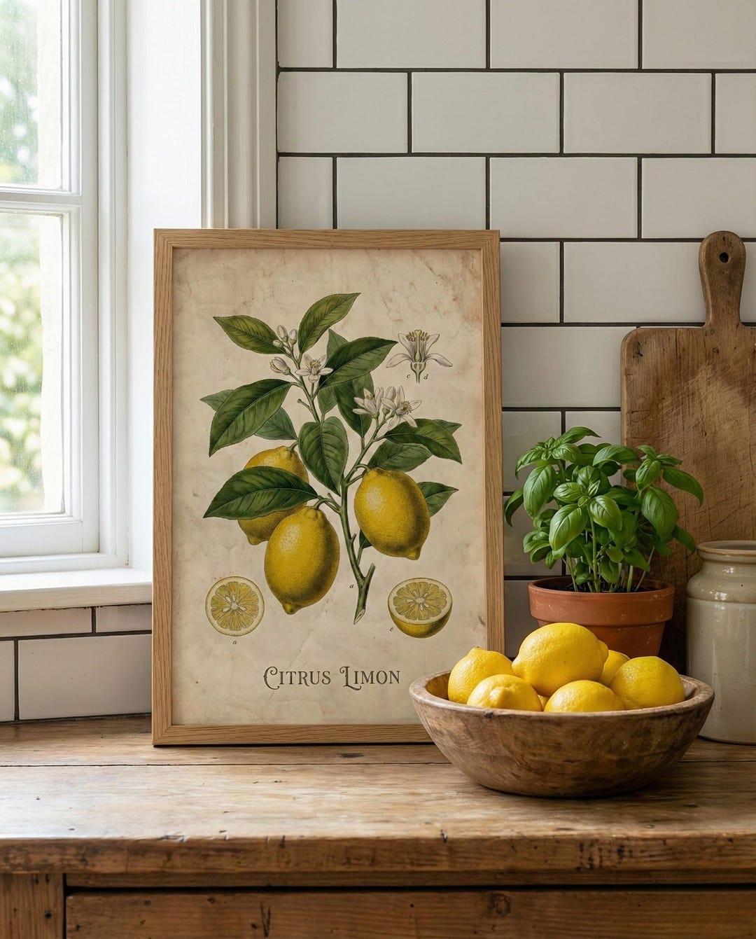 Vintage Lemon Botanical Print | Farmhouse Kitchen Art (digital Download ...