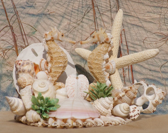 Seahorse Seashell and Starfish Bridal Cake Topper for any  Beach, Destination, Summer, Seaside Wedding