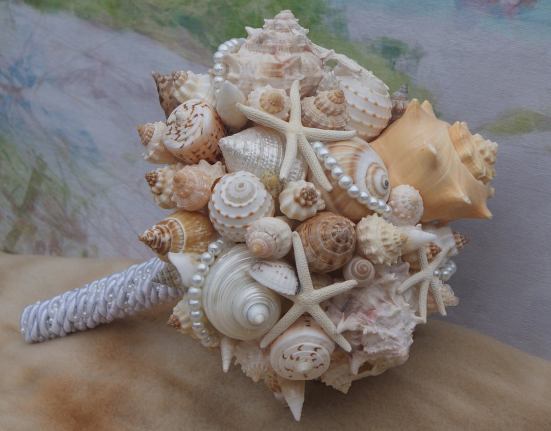 Shellbee Shell Bouquet Bridesmaid Seashell Bouquet / Beach Bouquet/ Destination Bouquet ...