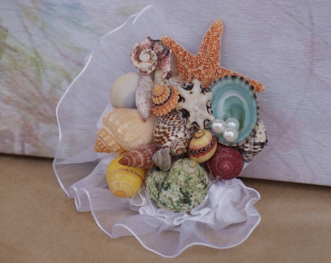 Womens Corsage/ Mothers Seashell Wedding Corsage Sample