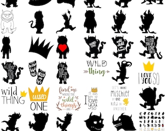 Donde viven los monstruos SVG Donde viven los monstruos PNG SVG Paquete Archivos Cricut en capas, Descarga instantánea