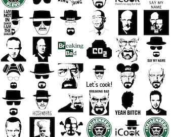 Conjunto de archivos SVG de Breaking Bad, paquete SVG con archivos Cricut en capas, descarga instantánea
