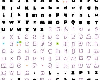 Conjunto de fuentes Gabby Dollhouse, paquete SVG con archivos Cricut en capas, descarga instantánea