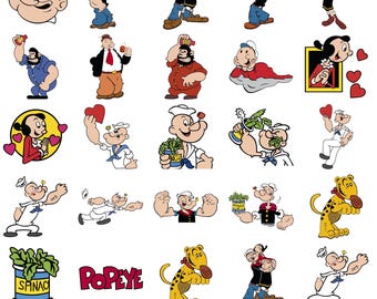 Set di file Popeye, pacchetto SVG di file Cricut a strati, download immediato
