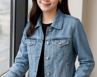 Women’s Vintage Denim Jacket • Casual Spring Autumn Jean Coat • Korean Style Oversized Outerwear 2025