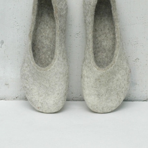 Felted slippers for women Home shoes in charcoal grey or beige colors image 1