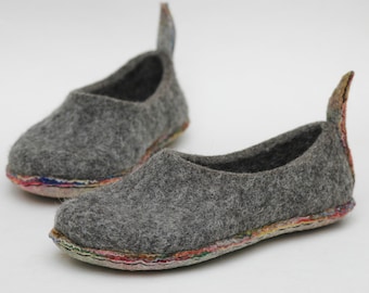 Felted slippers for women wit super comfy cushion soles