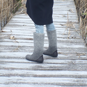Vilten laarzen voor dames in grijstinten, wintersnowboots