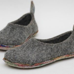 Felted slippers for women wit super comfy cushion soles